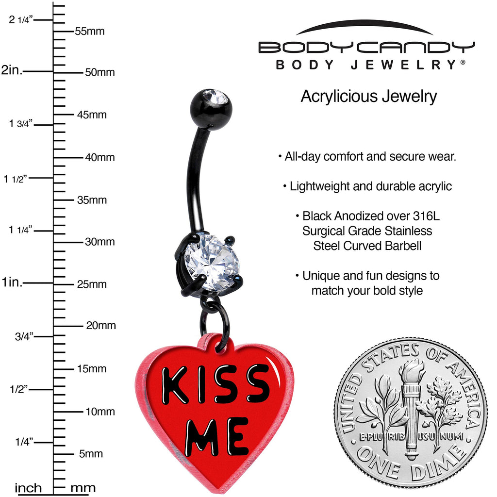 BodyCandy Black Double Gem Kiss Me Heart Dangle Belly Ring by Onyx O — lifestyle context