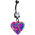 BodyCandy Black Double Gem Swirling Heart Dangle Belly Ring by Onyx O — main product shot