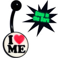 BodyCandy Black Glow in the Dark I Love Me Belly Ring by Onyx O — main product shot