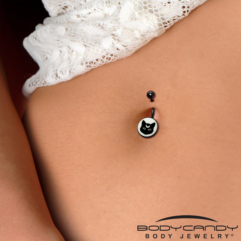 BodyCandy Glow in the Dark Mystic Kitty Cat Belly Ring by Onyx O — back view