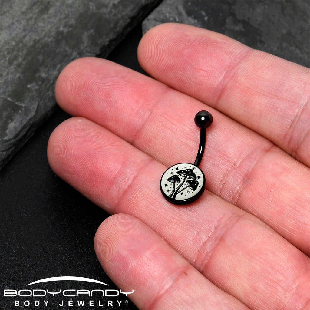 BodyCandy Glow in the Dark Mystic Mushroom Belly Ring by Onyx O — lifestyle context