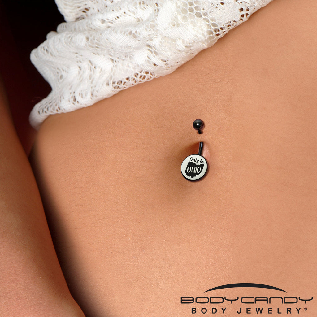 BodyCandy Glow in the Dark Black Only in Ohio Belly Ring by Onyx O — alternative angle