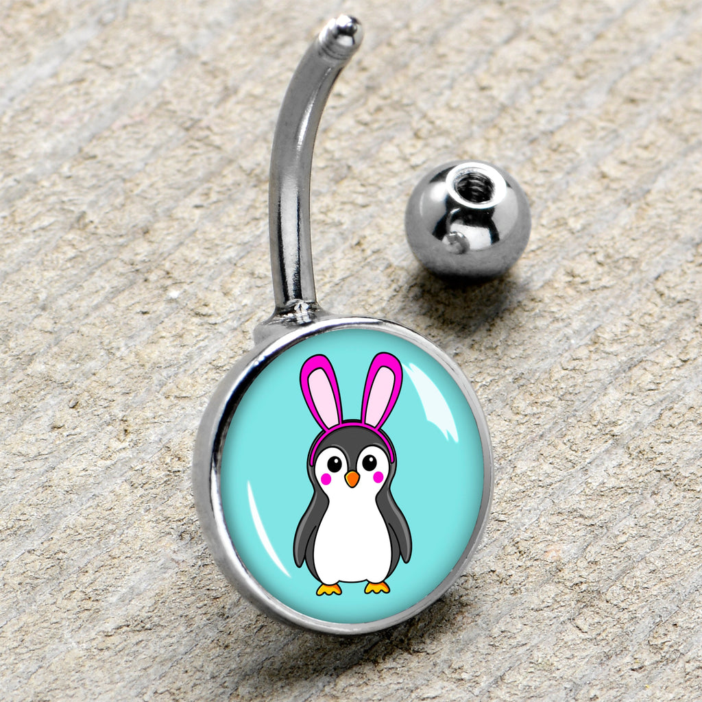 BodyCandy Bunny Penguin Belly Ring by Onyx O — side view