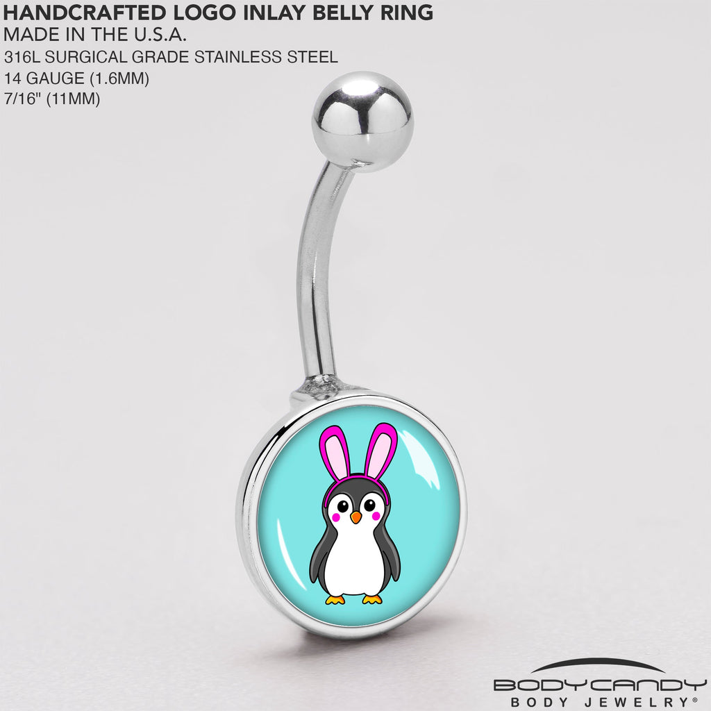 BodyCandy Bunny Penguin Belly Ring by Onyx O — back view
