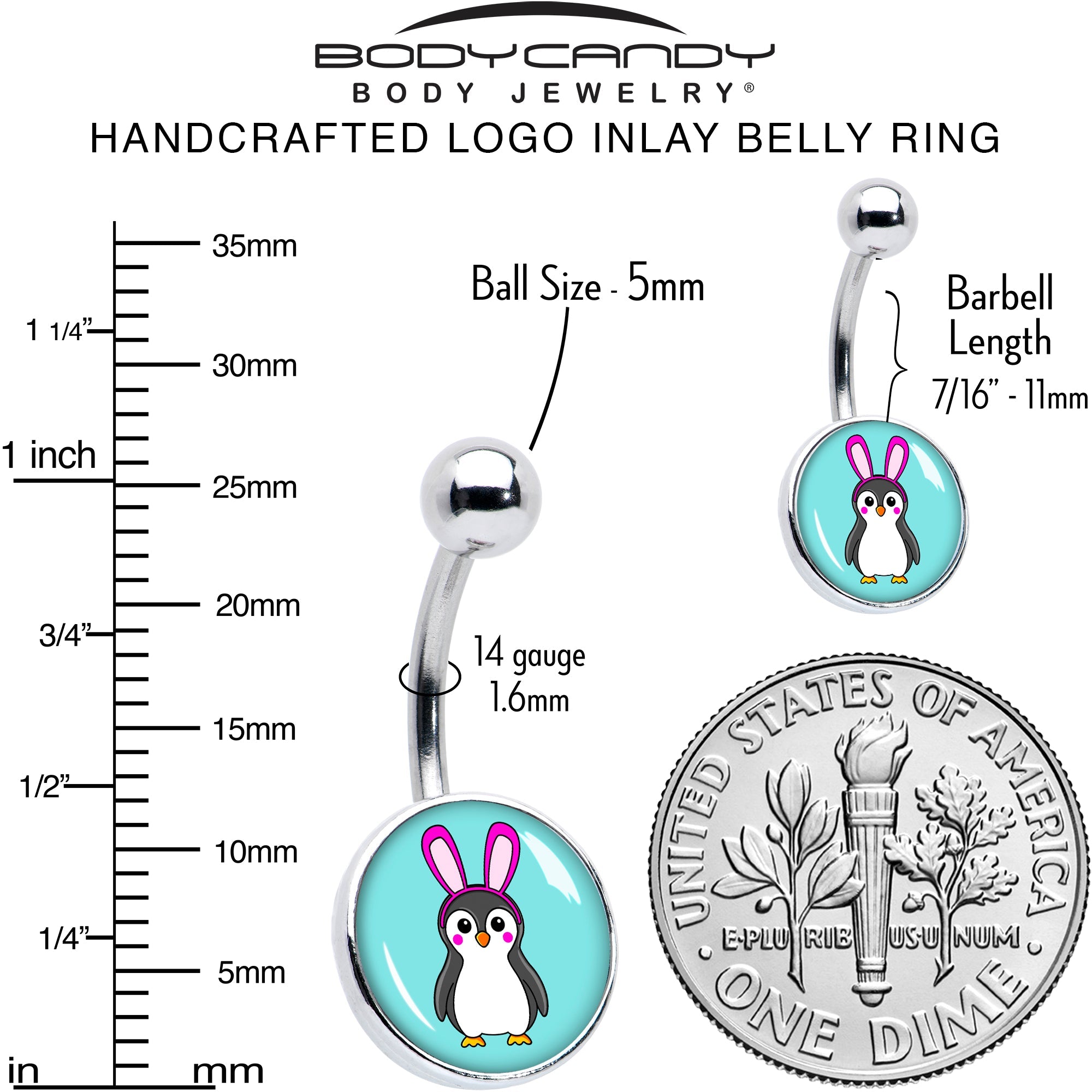 BodyCandy Bunny Penguin Belly Ring by Onyx O — alternative angle