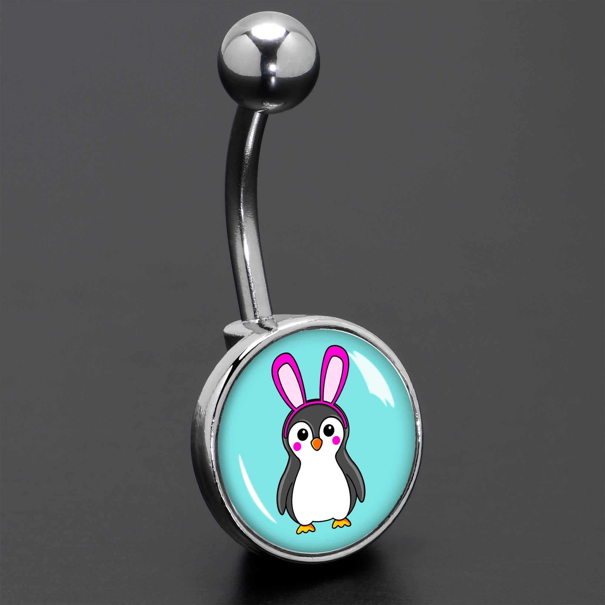 BodyCandy Bunny Penguin Belly Ring by Onyx O — size reference