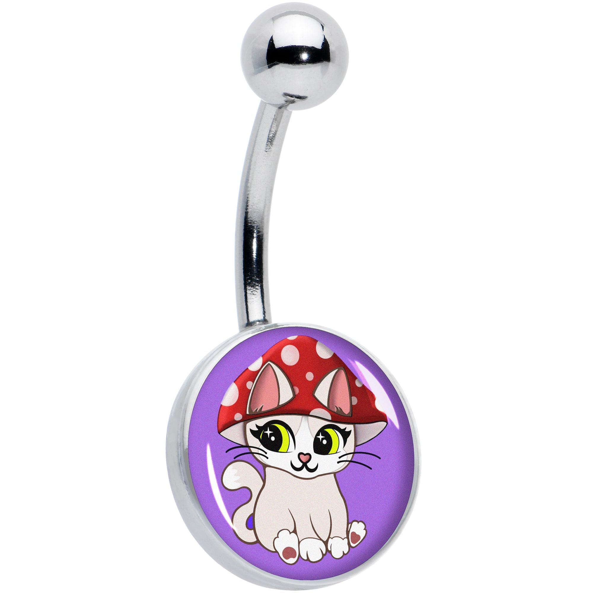 BodyCandy Polka Dot Mushroom Hat Cat Belly Ring by Onyx O — main product shot