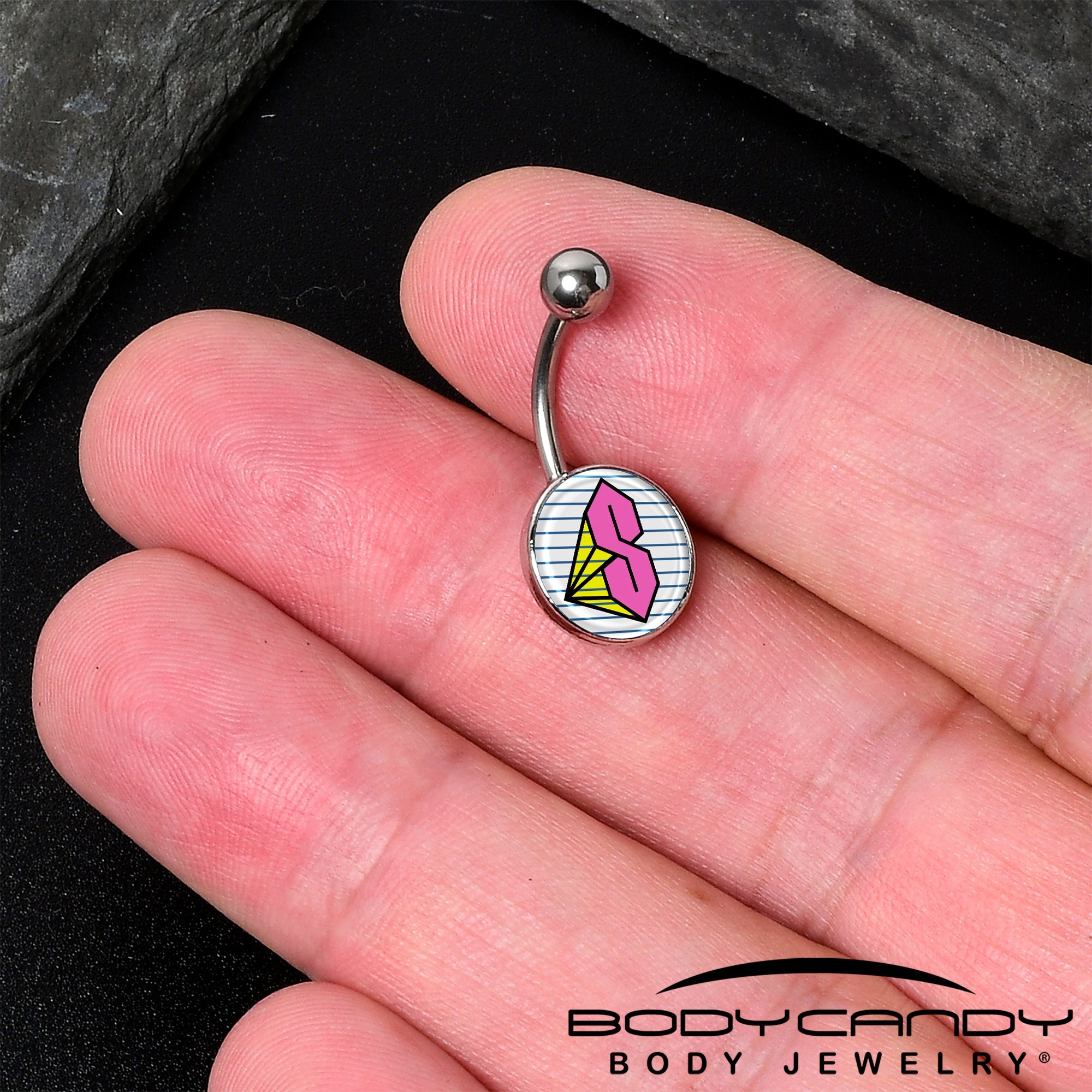 BodyCandy Hot Pink Cool S Belly Ring by Onyx O — detail close-up