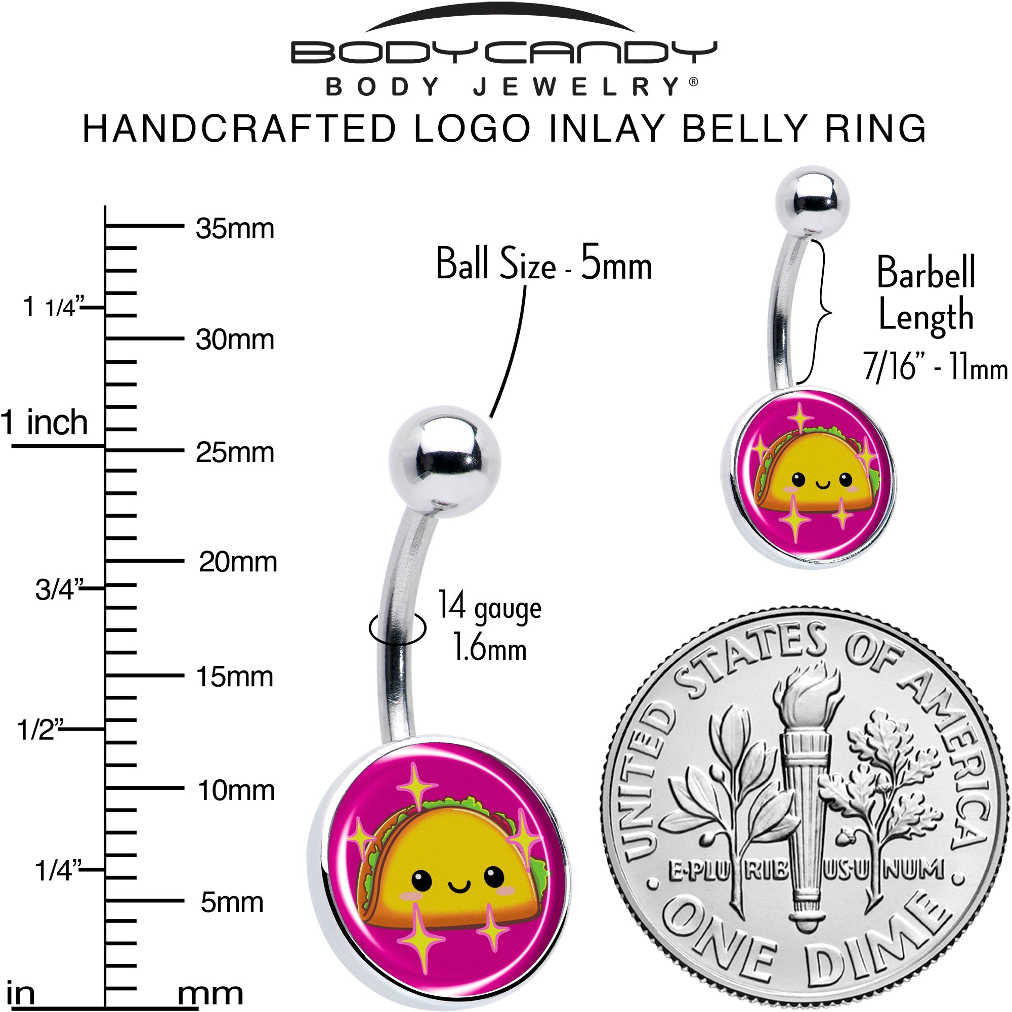 BodyCandy Mexican Fiesta Cute Taco Belly Ring by Onyx O — alternative angle