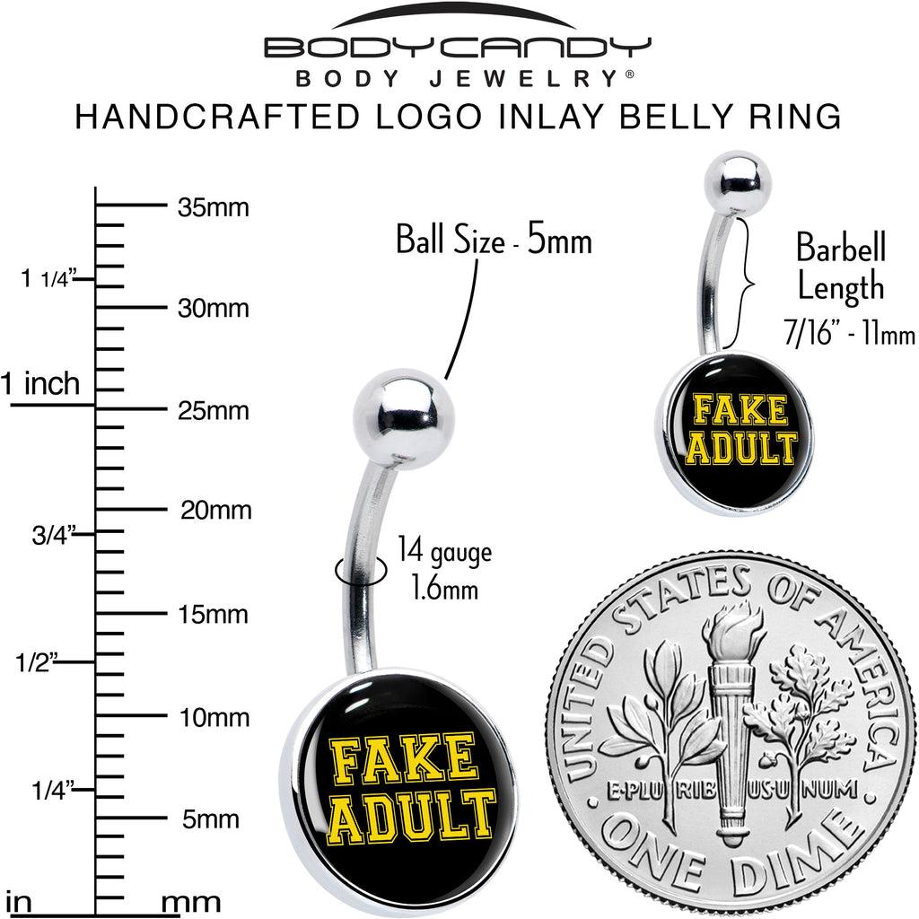 BodyCandy Black Yellow Fake Adult Belly Ring by Onyx O — alternative angle