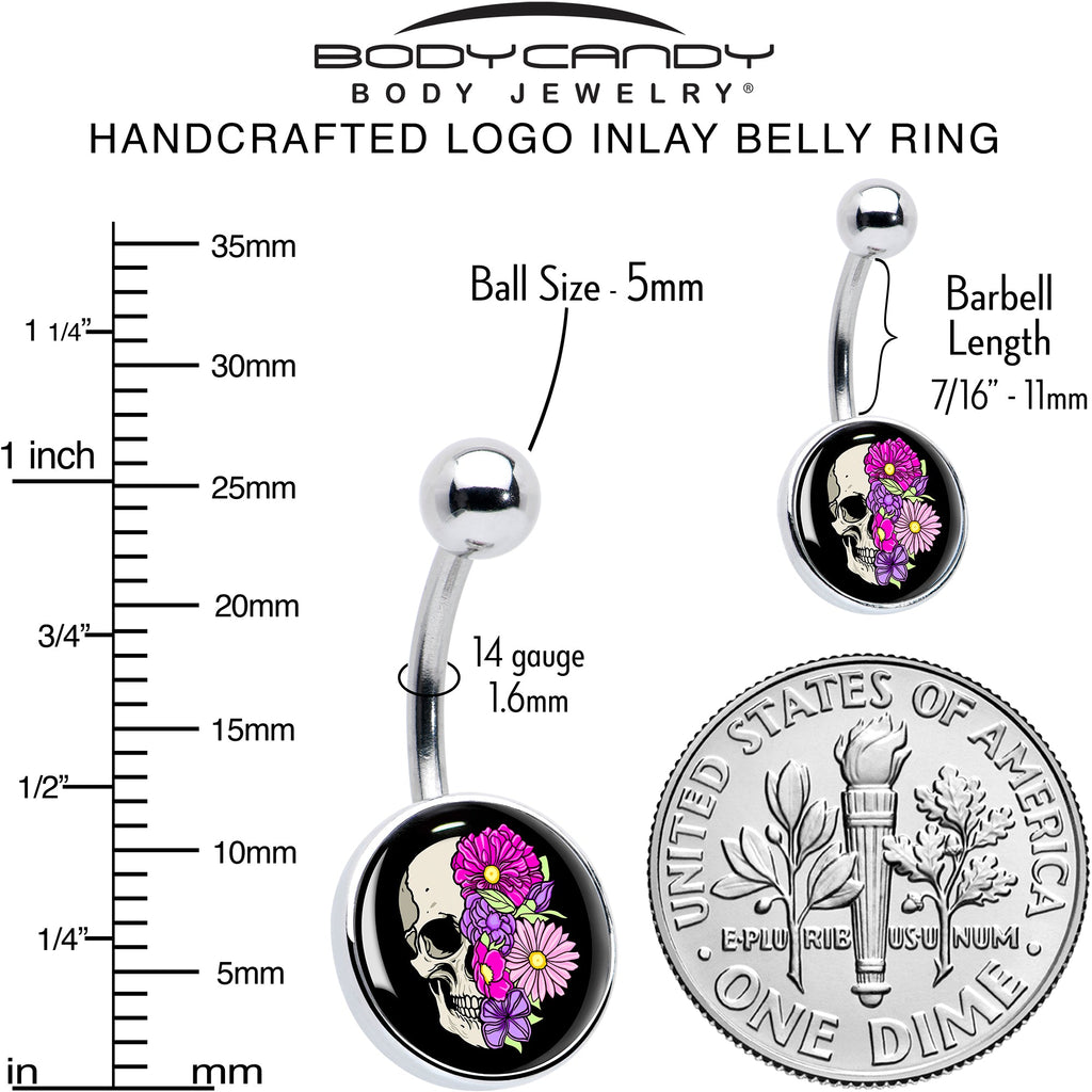 BodyCandy Floral Flowers Skull Belly Ring by Onyx O — alternative angle
