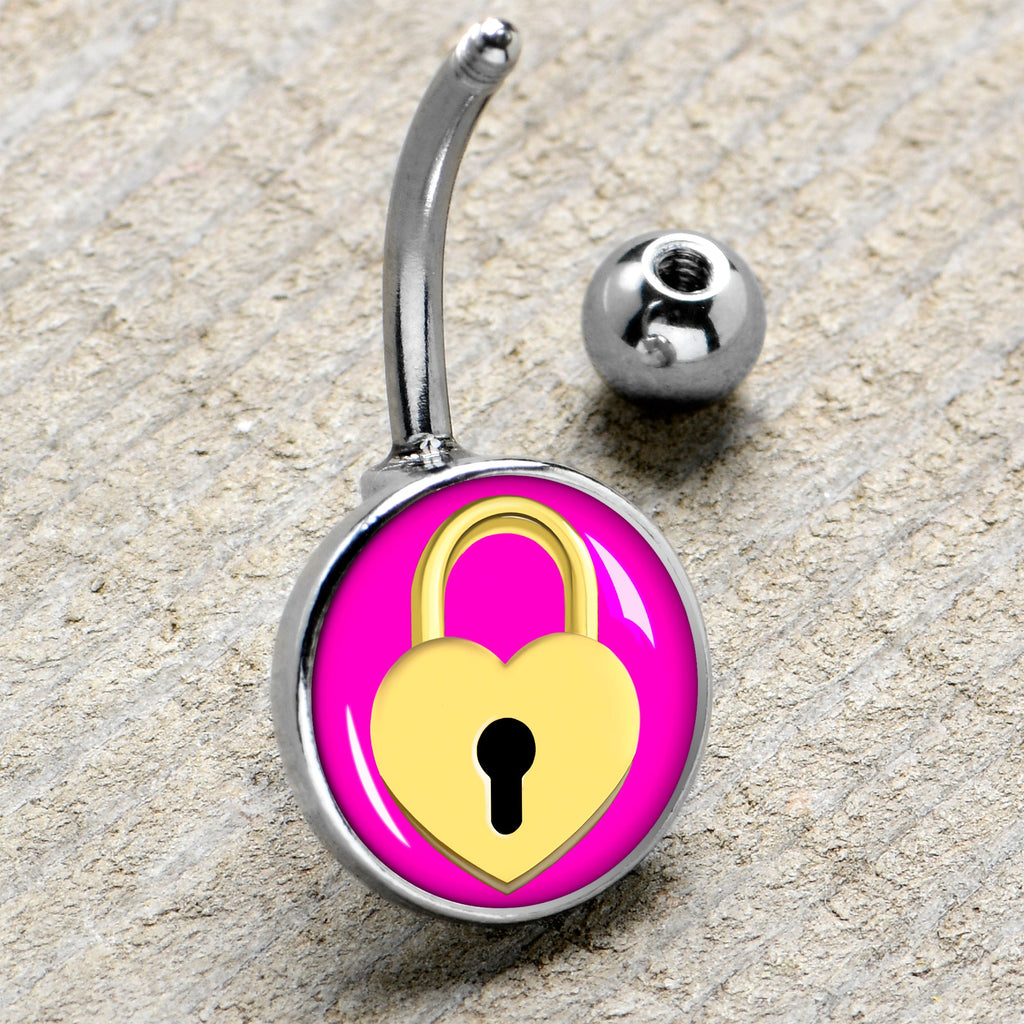 BodyCandy Heart Lock Belly Ring by Onyx O — side view