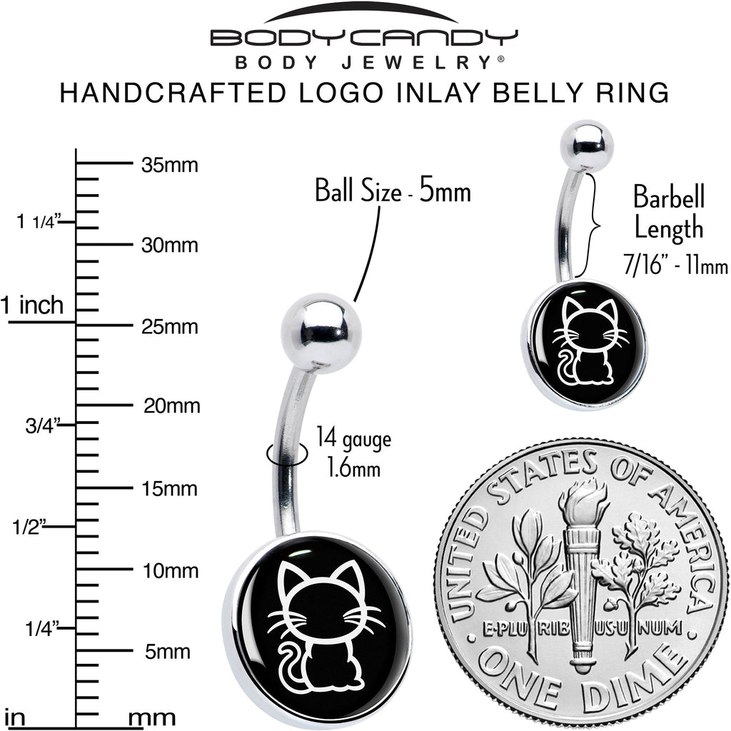 BodyCandy Black and White Kitty Cat Belly Ring by Onyx O — alternative angle