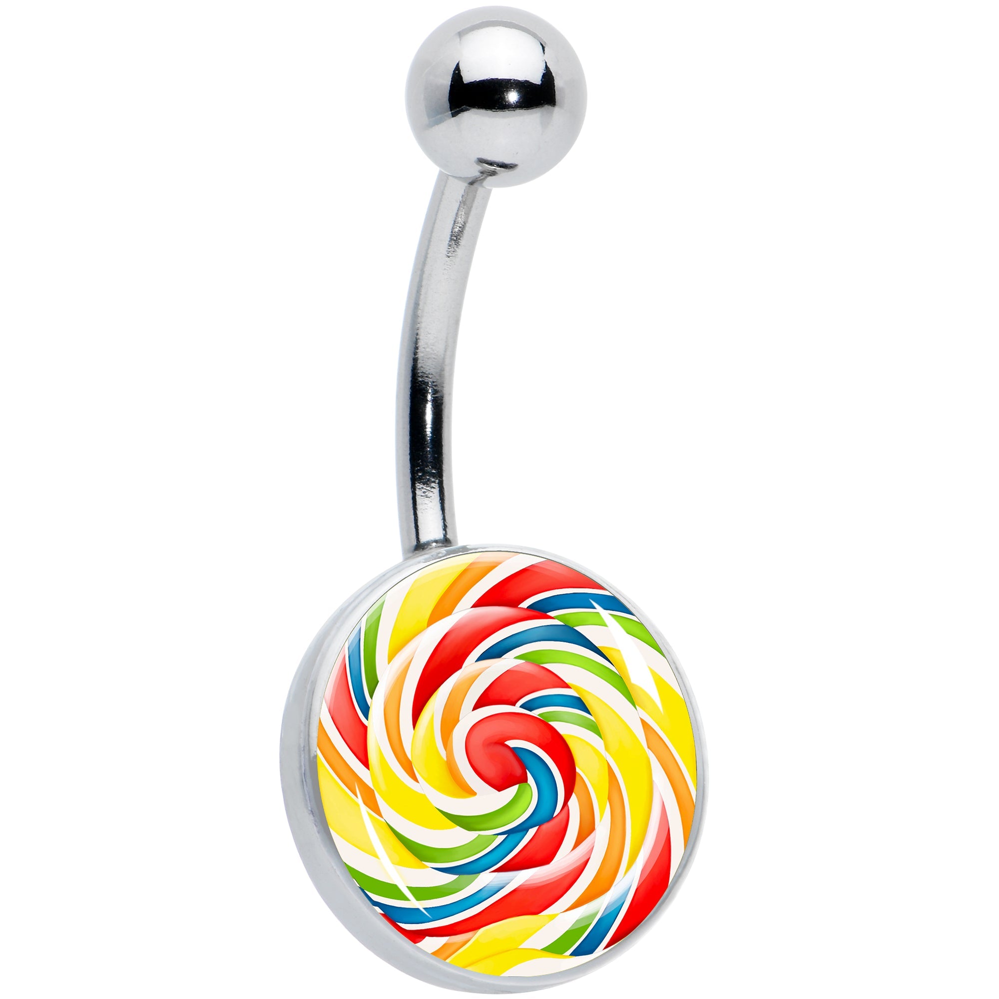 BodyCandy Rainbow Swirl Lollipop Belly Ring by Onyx O — main product shot