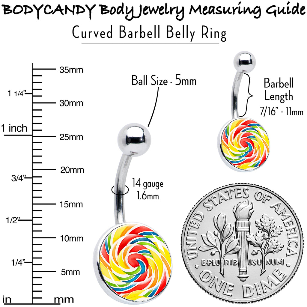 BodyCandy Rainbow Swirl Lollipop Belly Ring by Onyx O — alternative angle