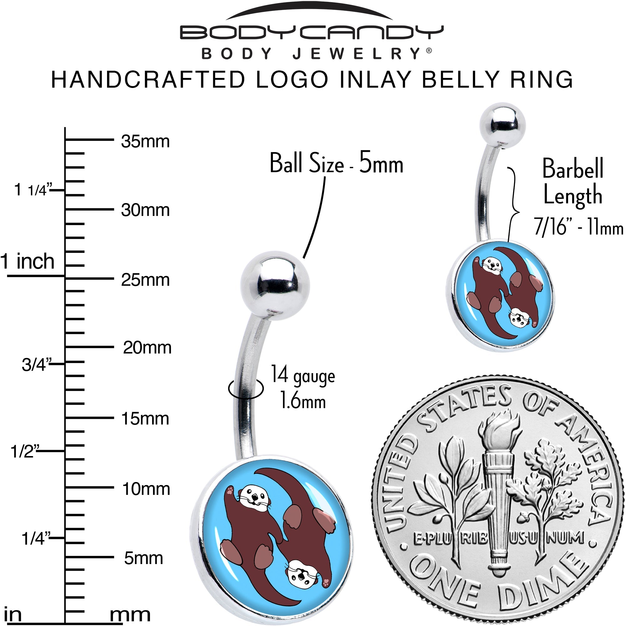 BodyCandy Oh My Otters Animal Belly Ring by Onyx O — alternative angle