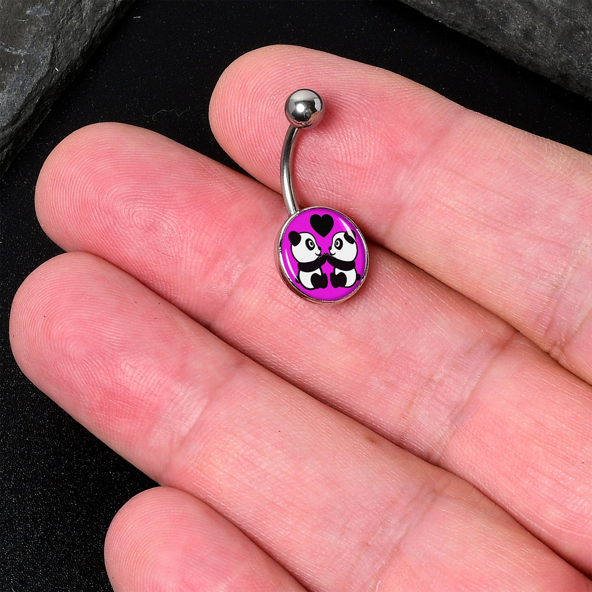 BodyCandy Panda Love Belly Ring by Onyx O — detail close-up