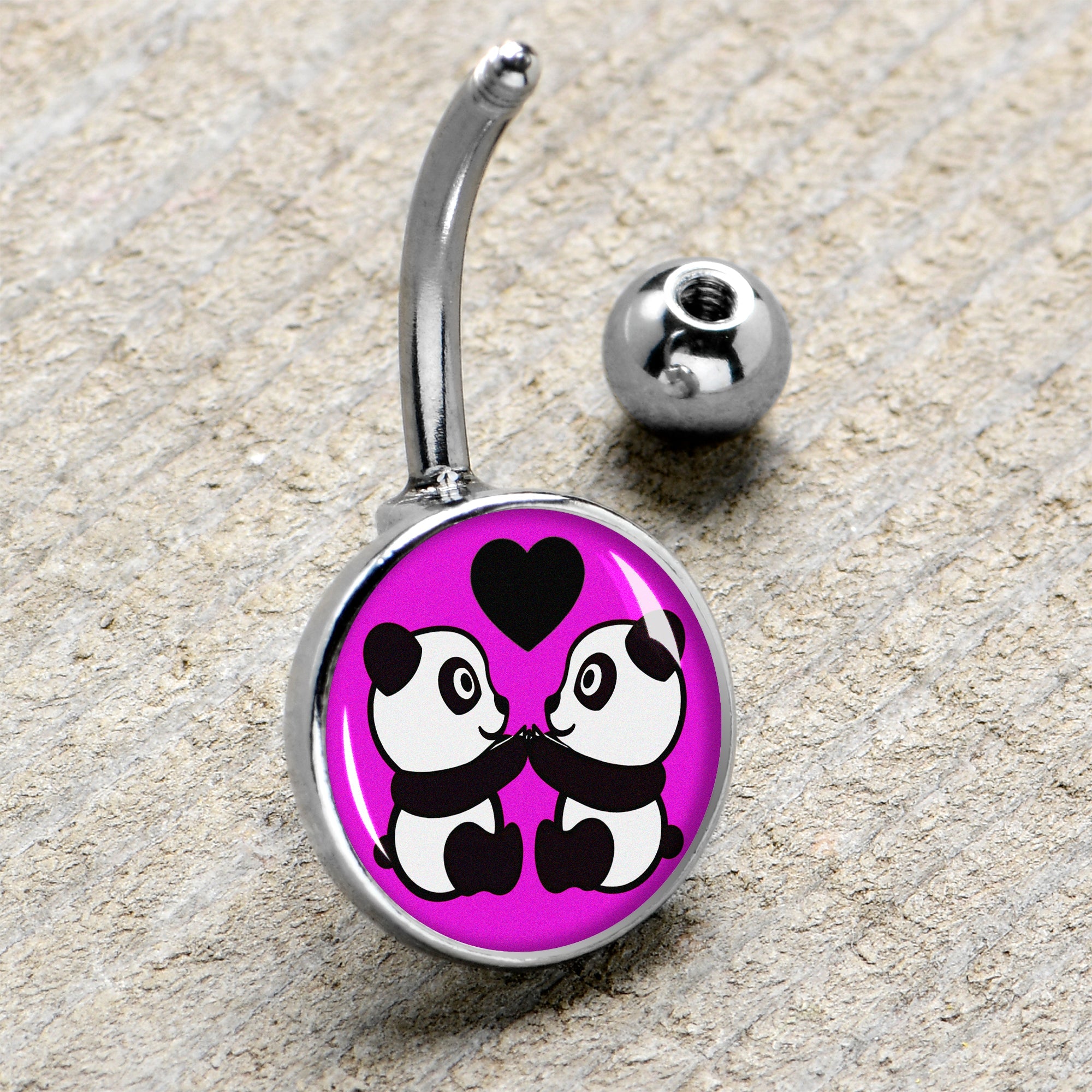 BodyCandy Panda Love Belly Ring by Onyx O — side view