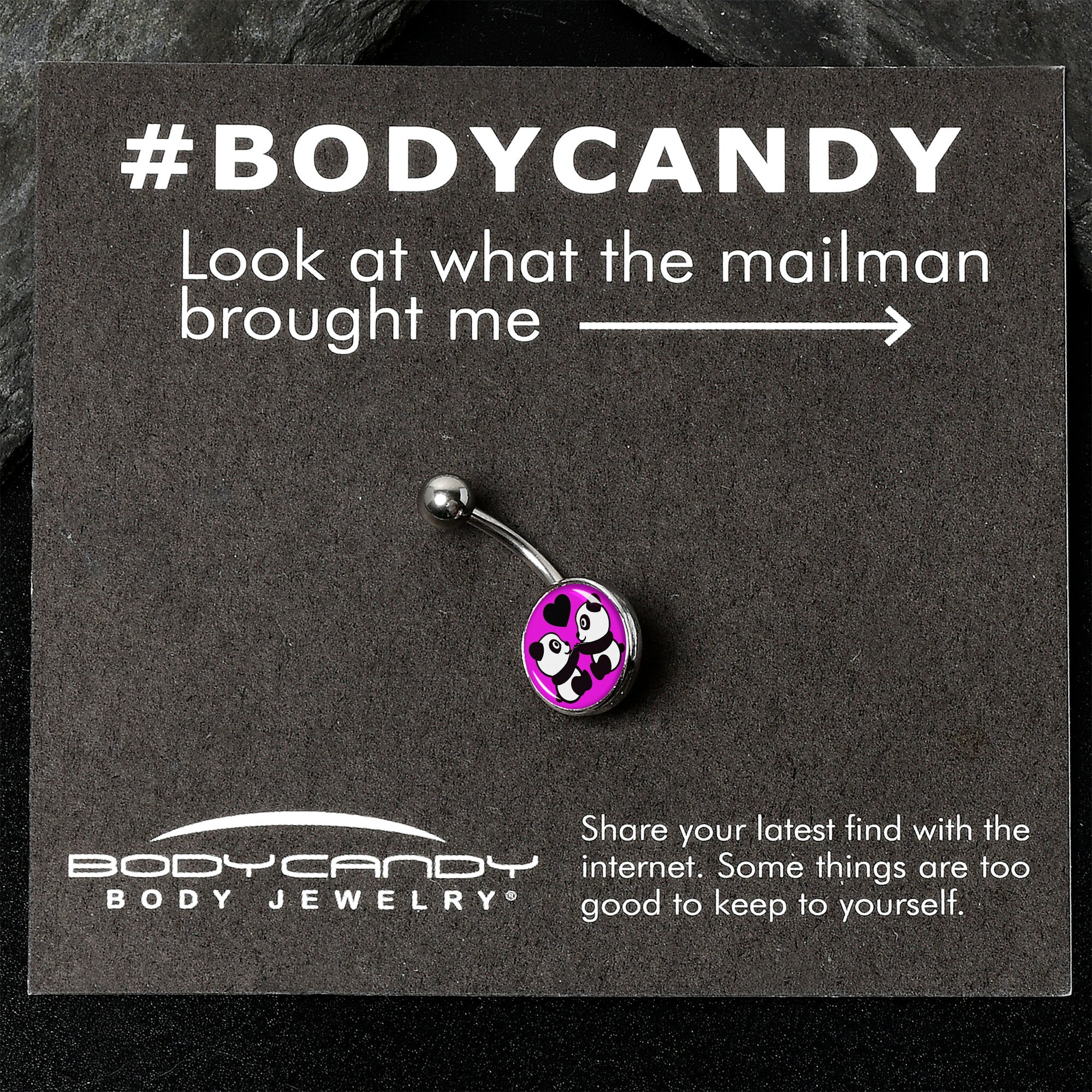 BodyCandy Panda Love Belly Ring by Onyx O — back view