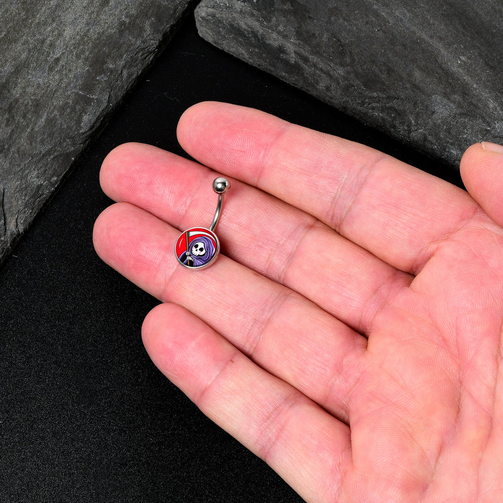 BodyCandy Grim Reaper Belly Ring by Onyx O — back view