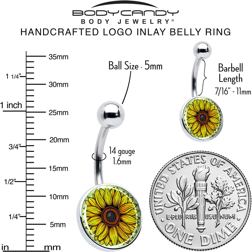 BodyCandy Blossom Creation Yellow Sunflower Belly Ring by Onyx O — alternative angle