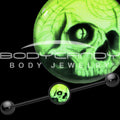 BodyCandy 14G Black Glow in the Dark Webbed Skull Industrial Barbell 37mm — main product shot