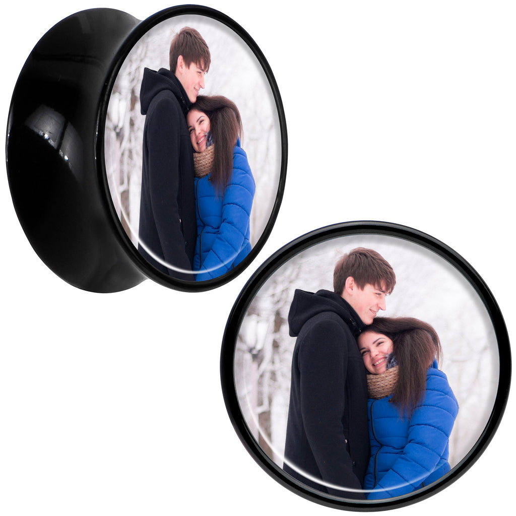 BodyCandy Black Acrylic Custom Photo Saddle Plug - buy 2 for a pair — color detail