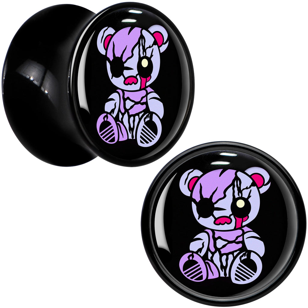 BodyCandy Attitude Teddy Bear Black Acrylic Saddle Plug Set by Onyx O — detail close-up