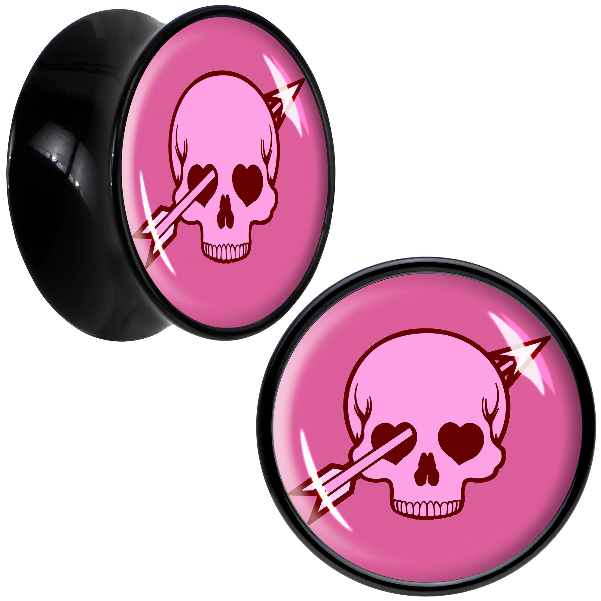 BodyCandy Valentine Cupid Skull Black Acrylic Saddle Plug Set by Onyx O — alternative angle