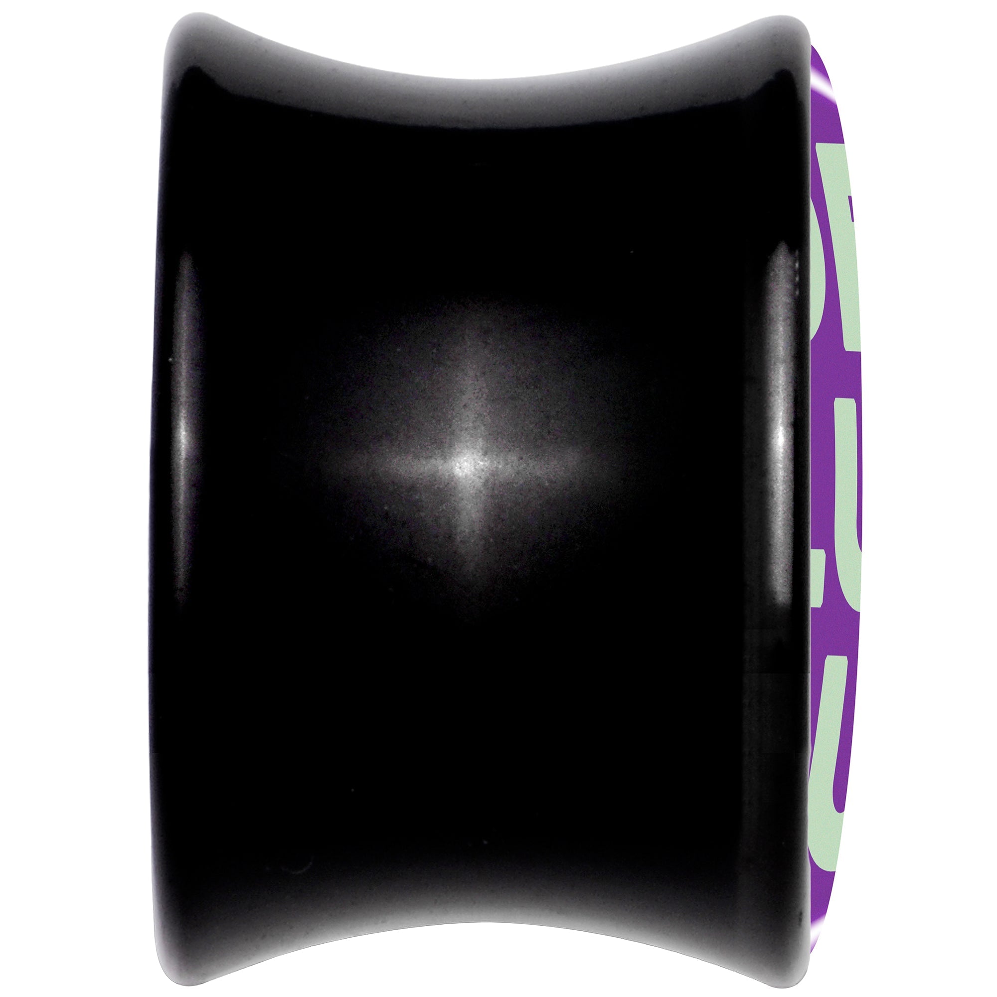 BodyCandy Word DELULU Black Acrylic Saddle Plug Set by Onyx O — back view