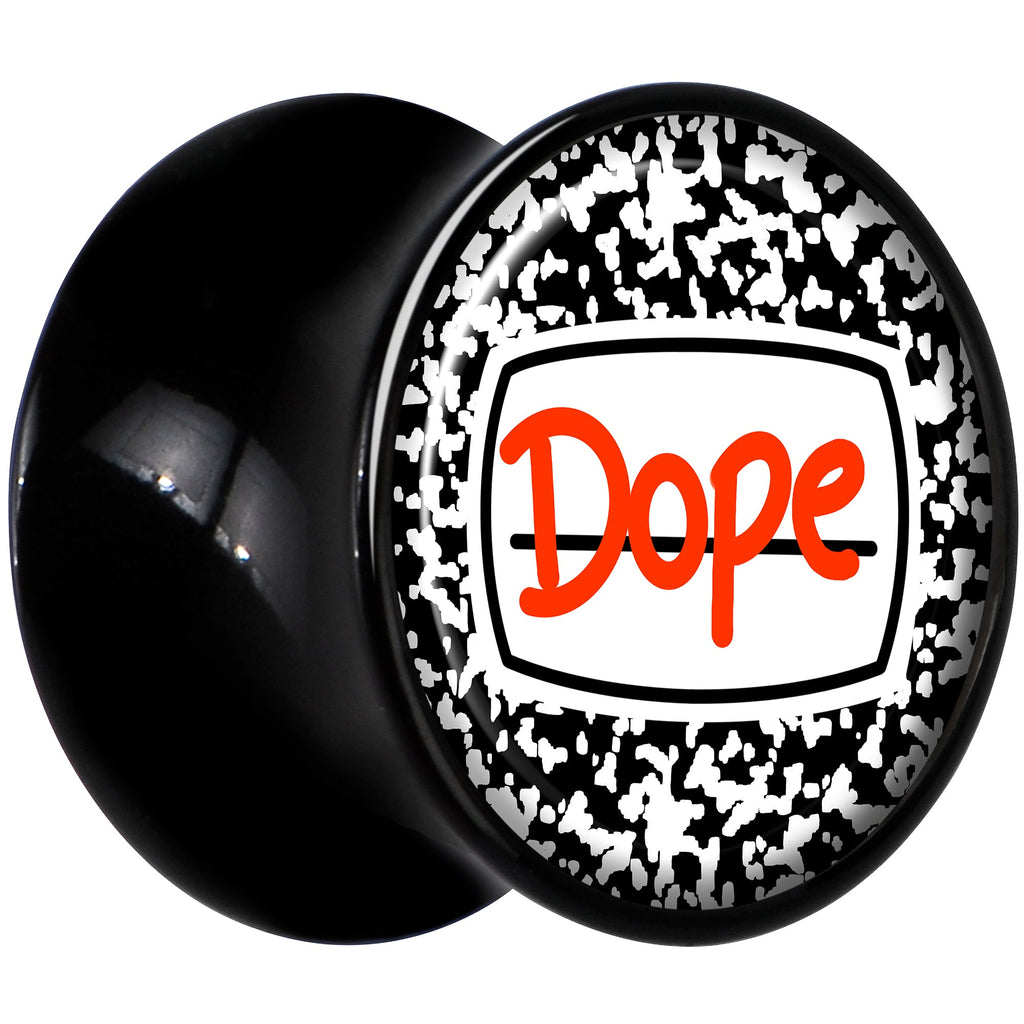 BodyCandy 0G Dope Composition Notebook Black Acrylic Saddle Plug Set by Onyx O — lifestyle context