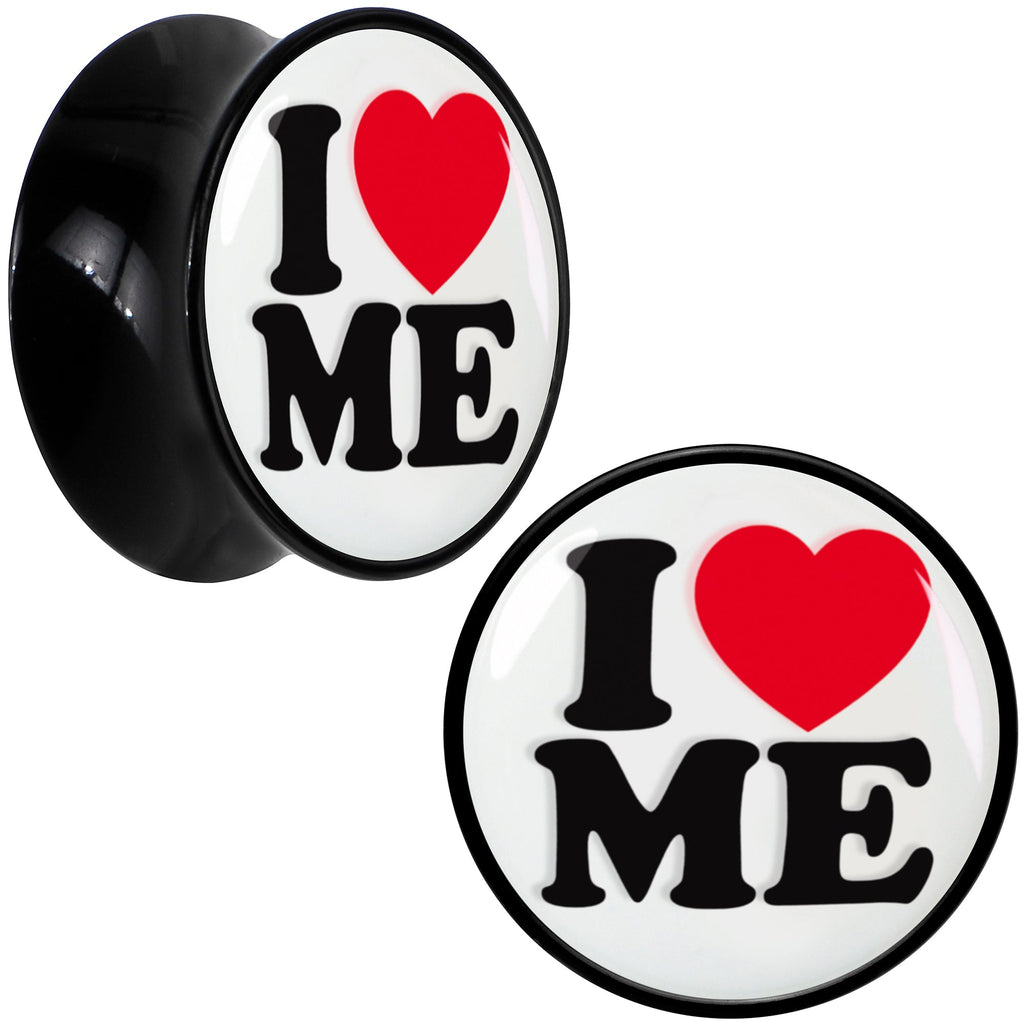 BodyCandy Black Acrylic I Love Me Double Flare Plug Set by Onyx O — fabric or material detail