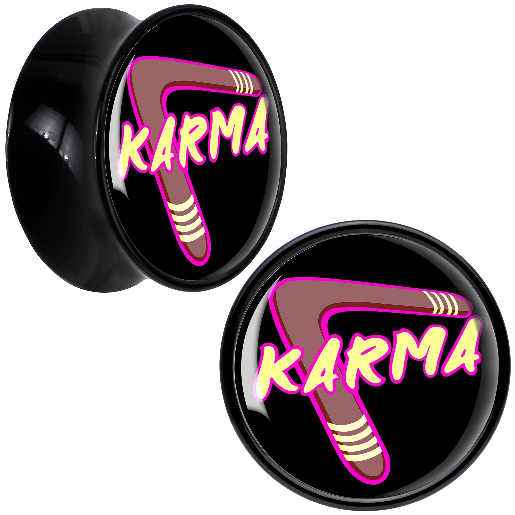 BodyCandy Karmic Boomerang Black Acrylic Saddle Plug Set by Onyx O — size reference