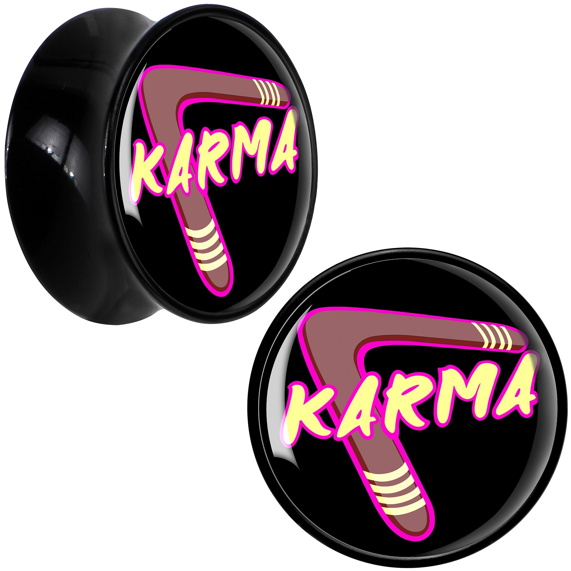BodyCandy Karmic Boomerang Black Acrylic Saddle Plug Set by Onyx O — packaging