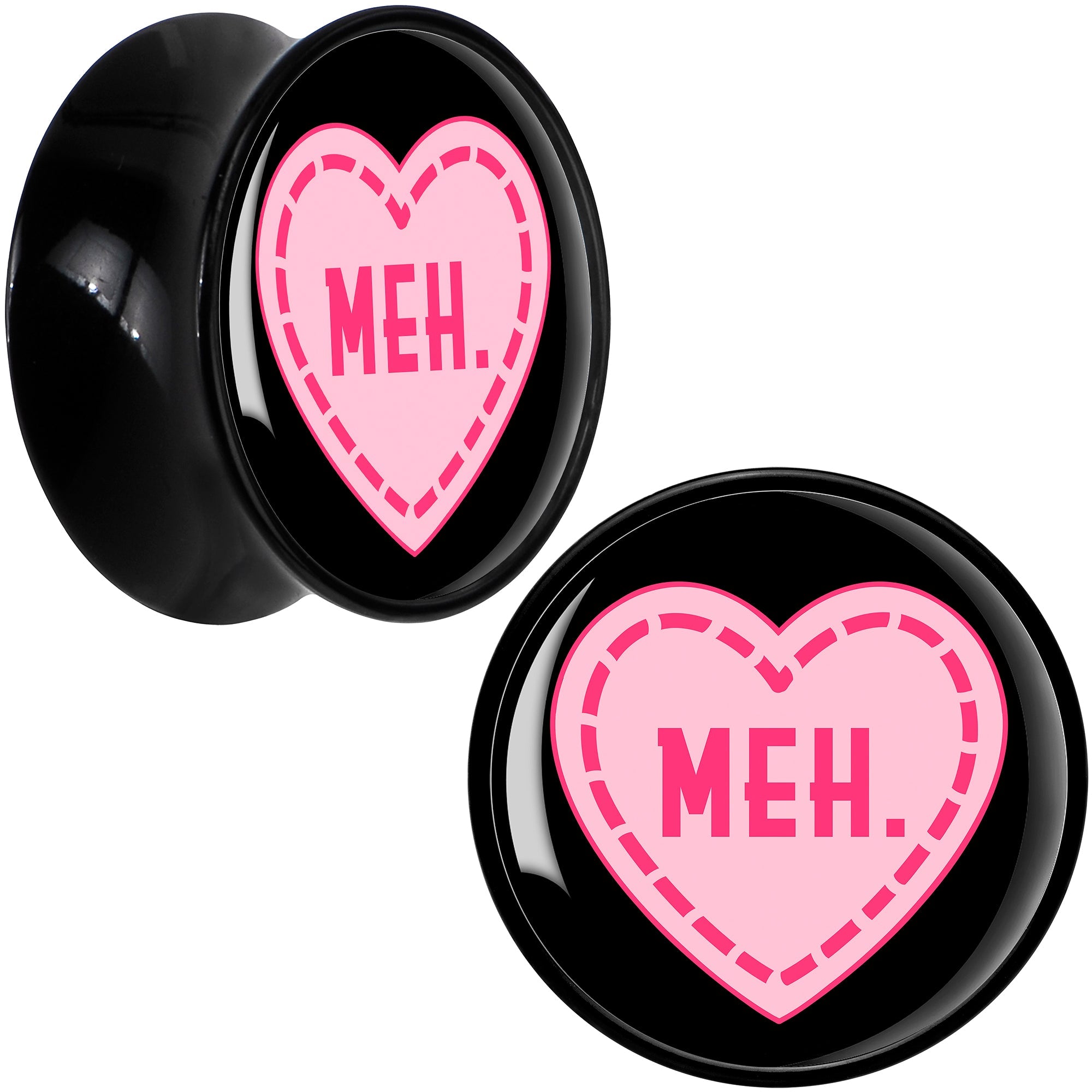 BodyCandy MEH Heart Black Acrylic Saddle Plug Set by Onyx O — in-use photo