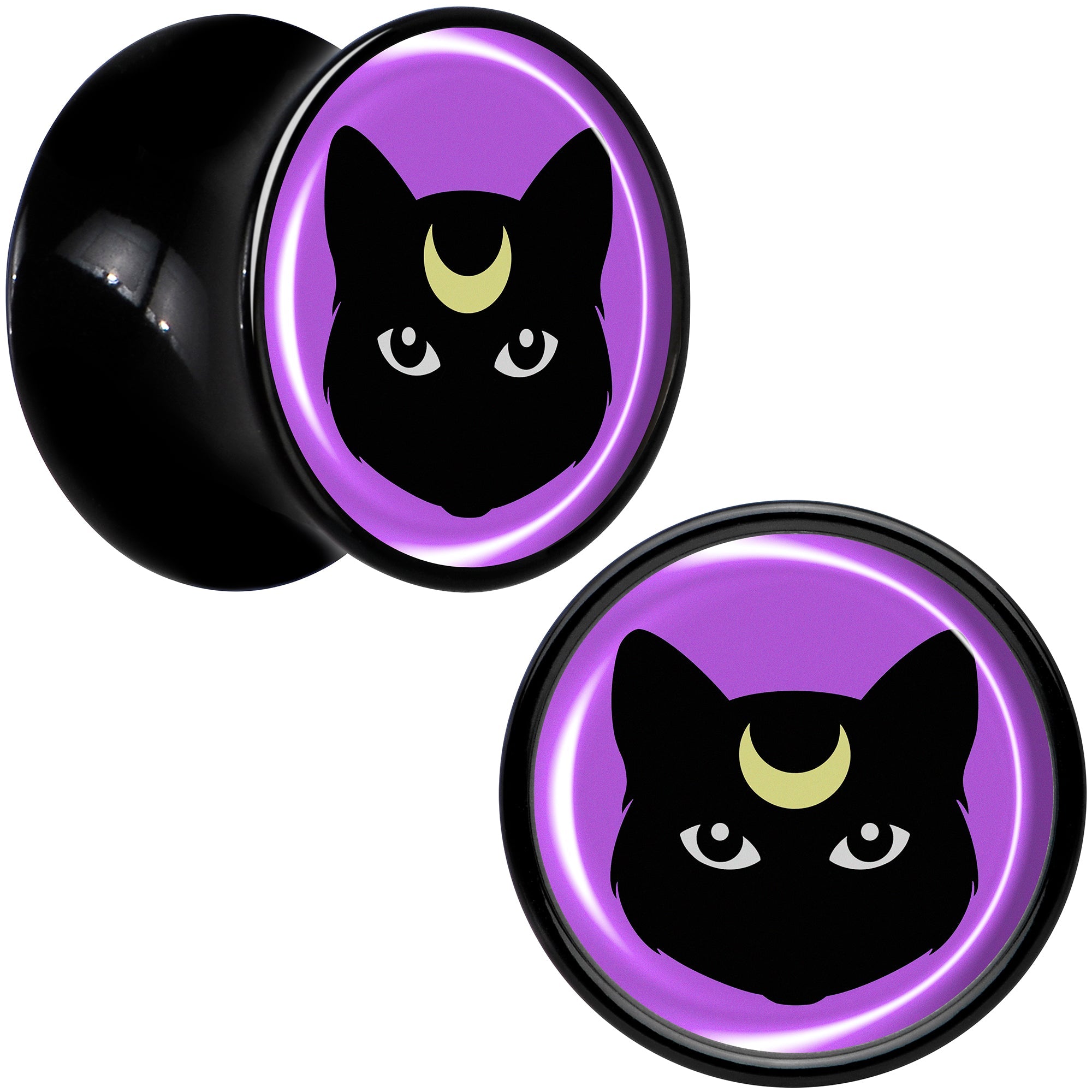 BodyCandy Black Mystic Kitty Cat Black Acrylic Saddle Plug Set by Onyx O — in-use photo