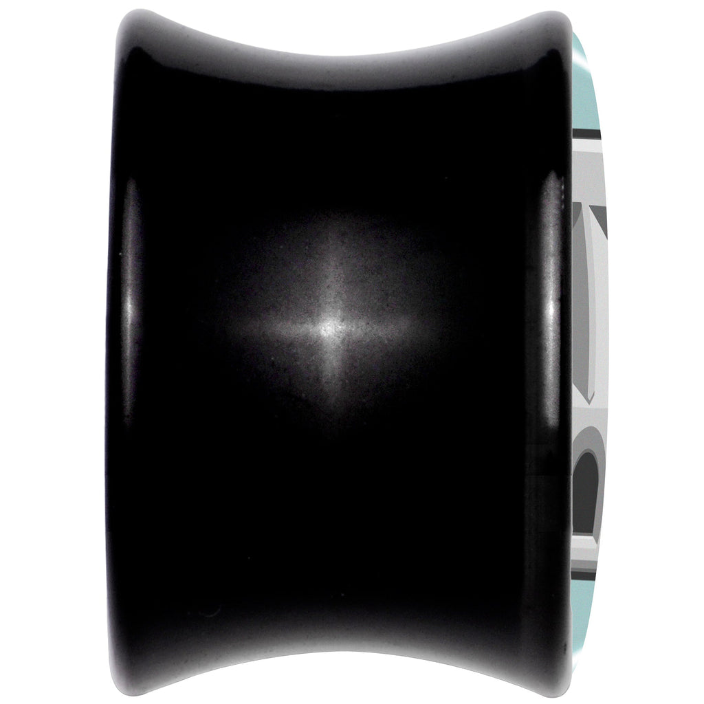BodyCandy 0G Frowning Plug OutletBlack Acrylic Saddle Plug Set by Onyx O — back view