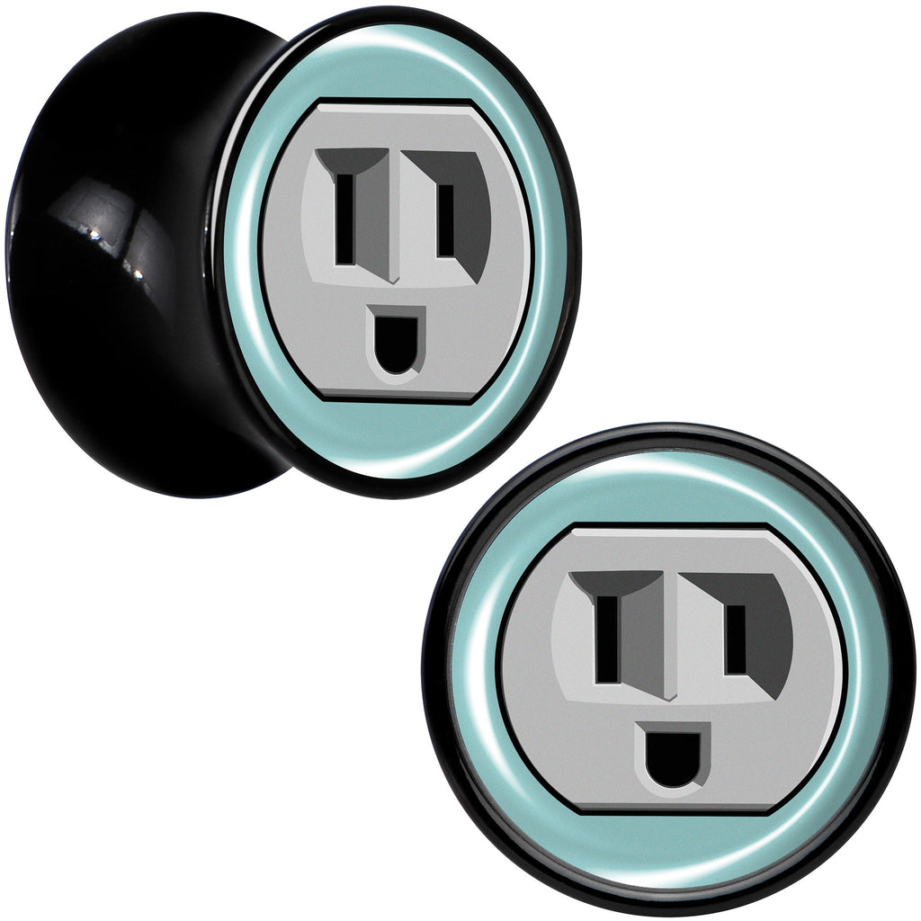 BodyCandy 0G Smiling Plug Outlet Black Acrylic Saddle Plug Set by Onyx O — detail close-up