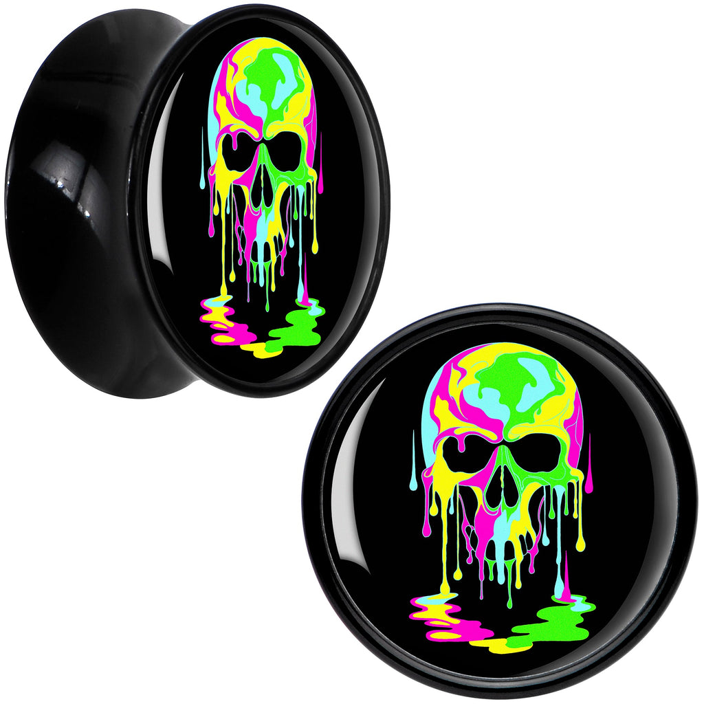 BodyCandy Ultra Bright Melting Skull Black Acrylic Saddle Plug Set by Onyx O — in-use photo