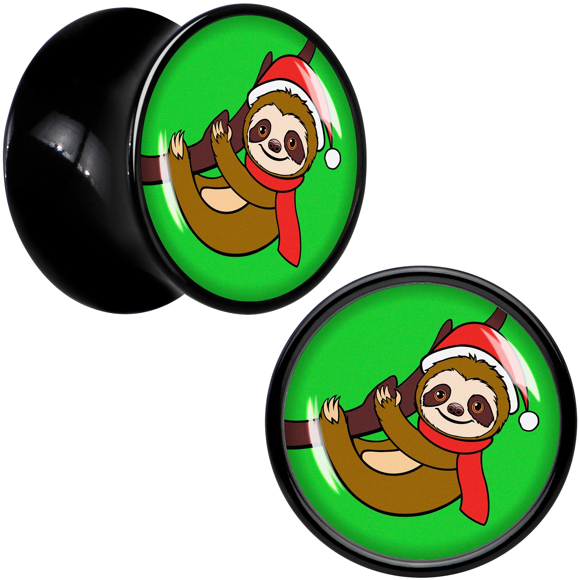BodyCandy Holiday Santa Sloth Black Acrylic Saddle Plug Set by Onyx O — back view