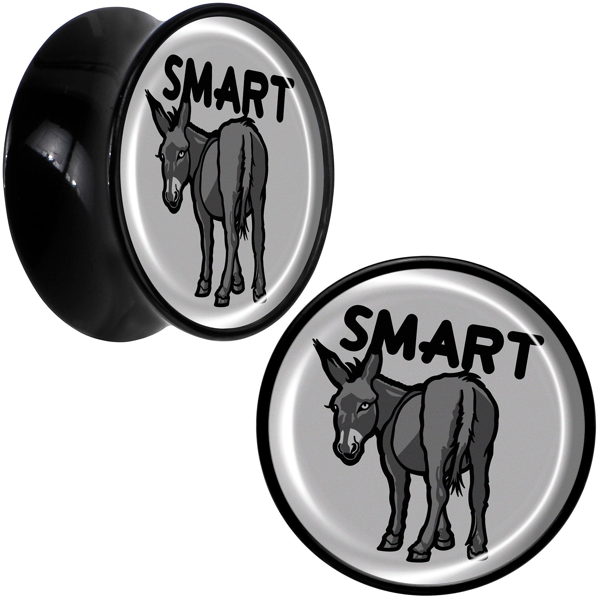 BodyCandy Donkey Smart Ass Black Acrylic Saddle Plug Set by Onyx O — comparison shot