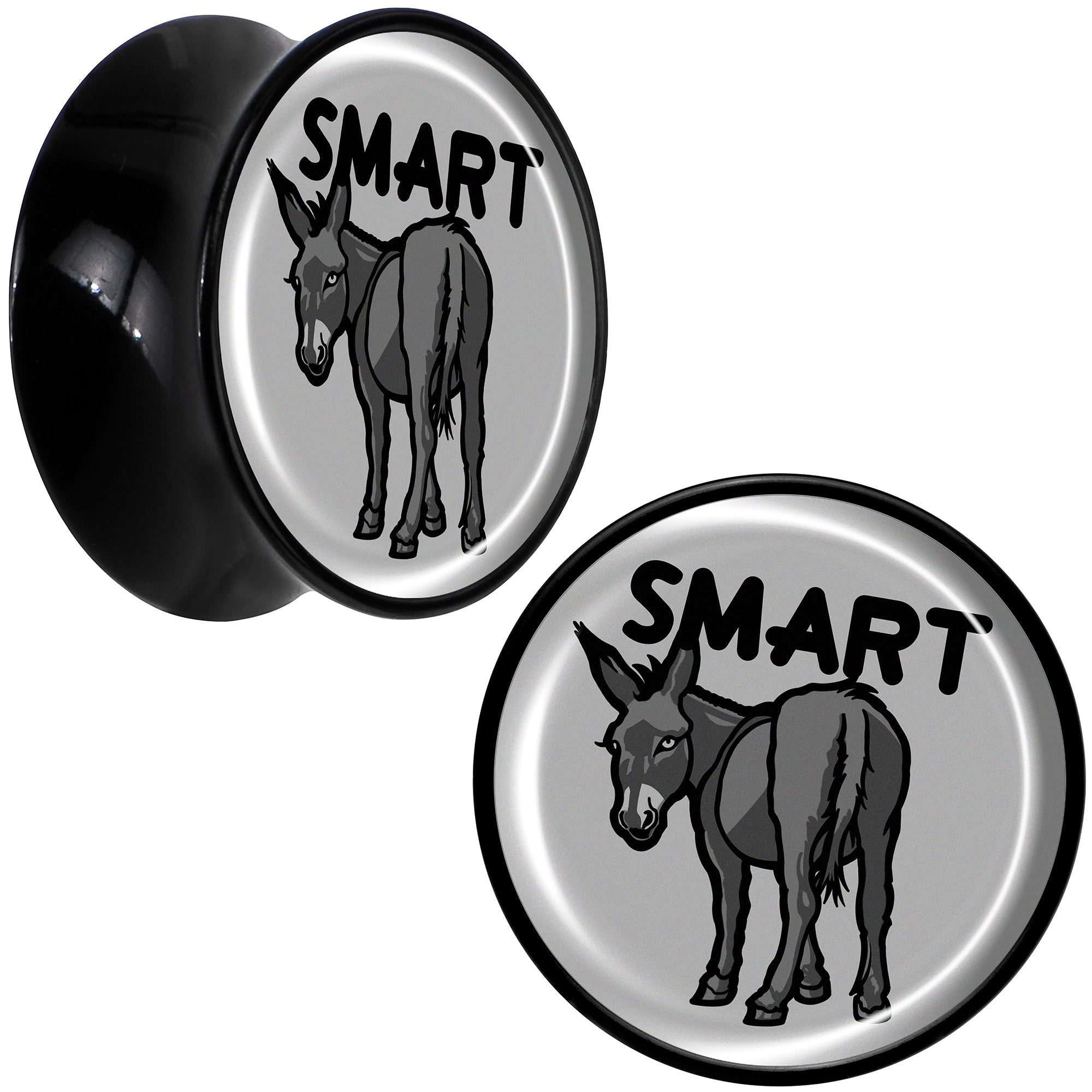 BodyCandy Donkey Smart Ass Black Acrylic Saddle Plug Set by Onyx O — fabric or material detail