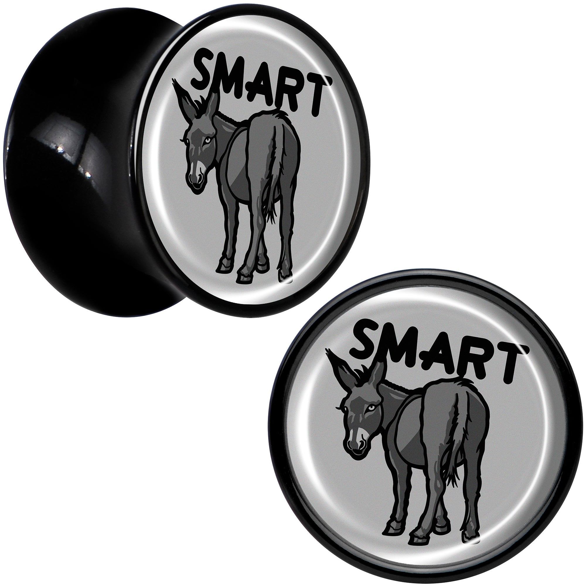 BodyCandy Donkey Smart Ass Black Acrylic Saddle Plug Set by Onyx O — detail close-up