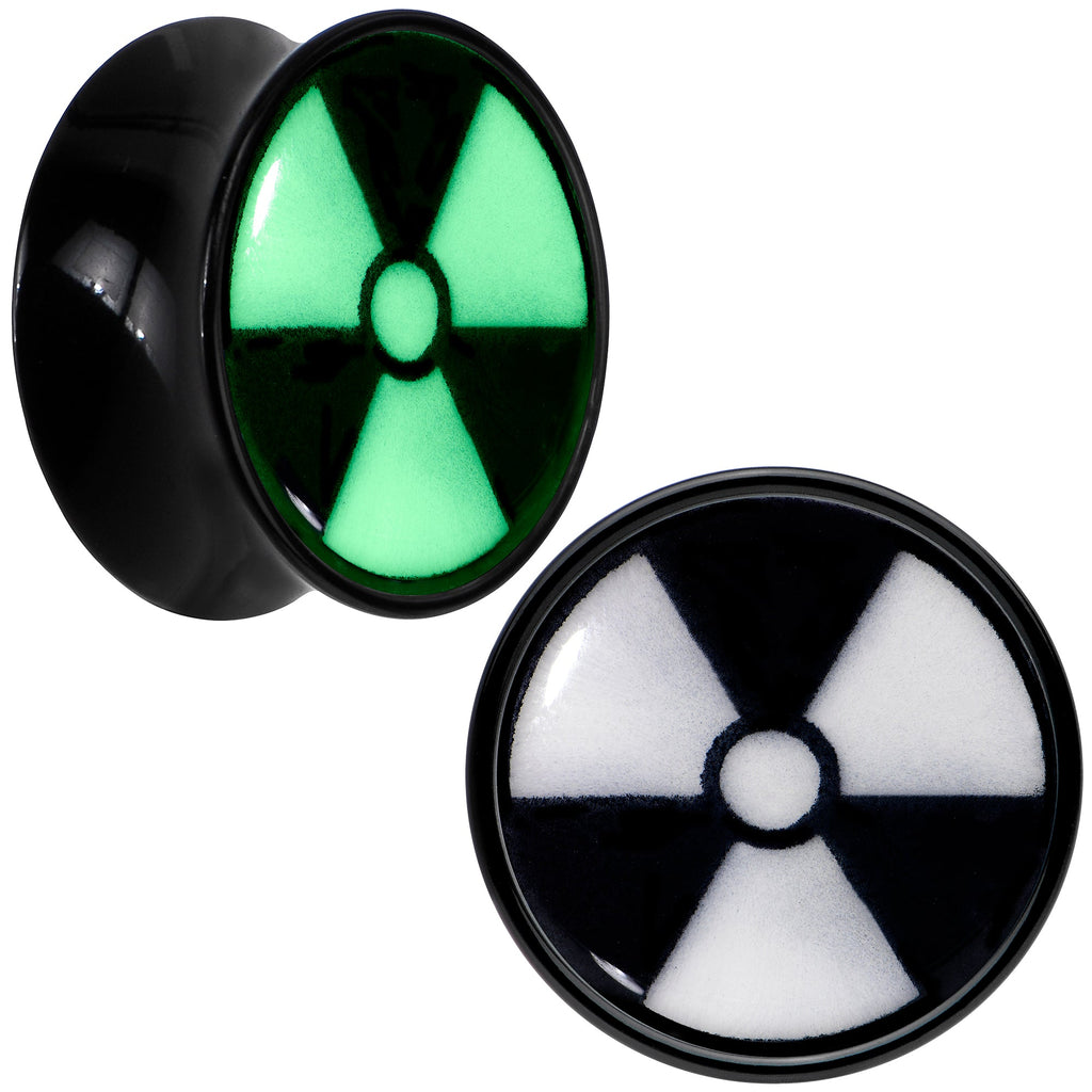 BodyCandy Black Acrylic Radioactive Glow in the Dark Double Flare Plug Set by Onyx O — comparison shot