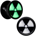 BodyCandy Black Acrylic Radioactive Glow in the Dark Double Flare Plug Set by Onyx O — product on model