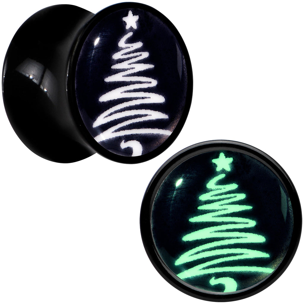 BodyCandy Glow in the Dark Holiday Christmas Tree Acrylic Saddle Plug Set by Onyx O — side view