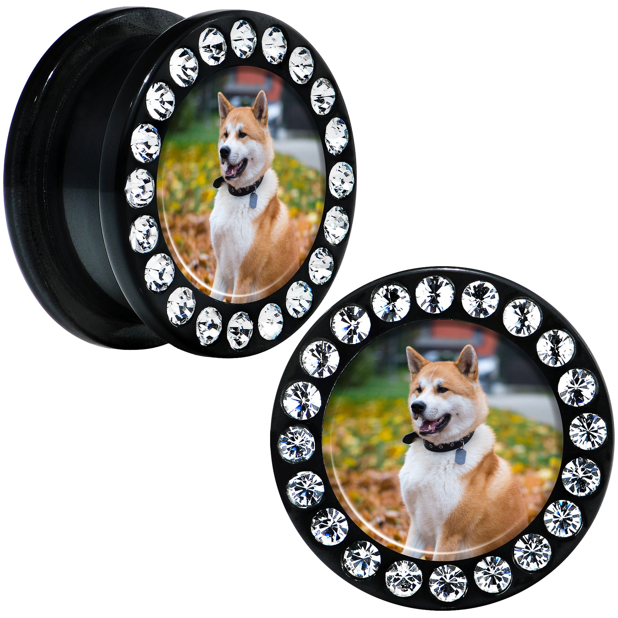 BodyCandy Black Acrylic Custom Photo Gem Screw Fit Plug - buy 2 for a pair — size reference
