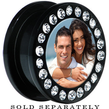 BodyCandy Black Acrylic Custom Photo Gem Screw Fit Plug - buy 2 for a pair — packaging