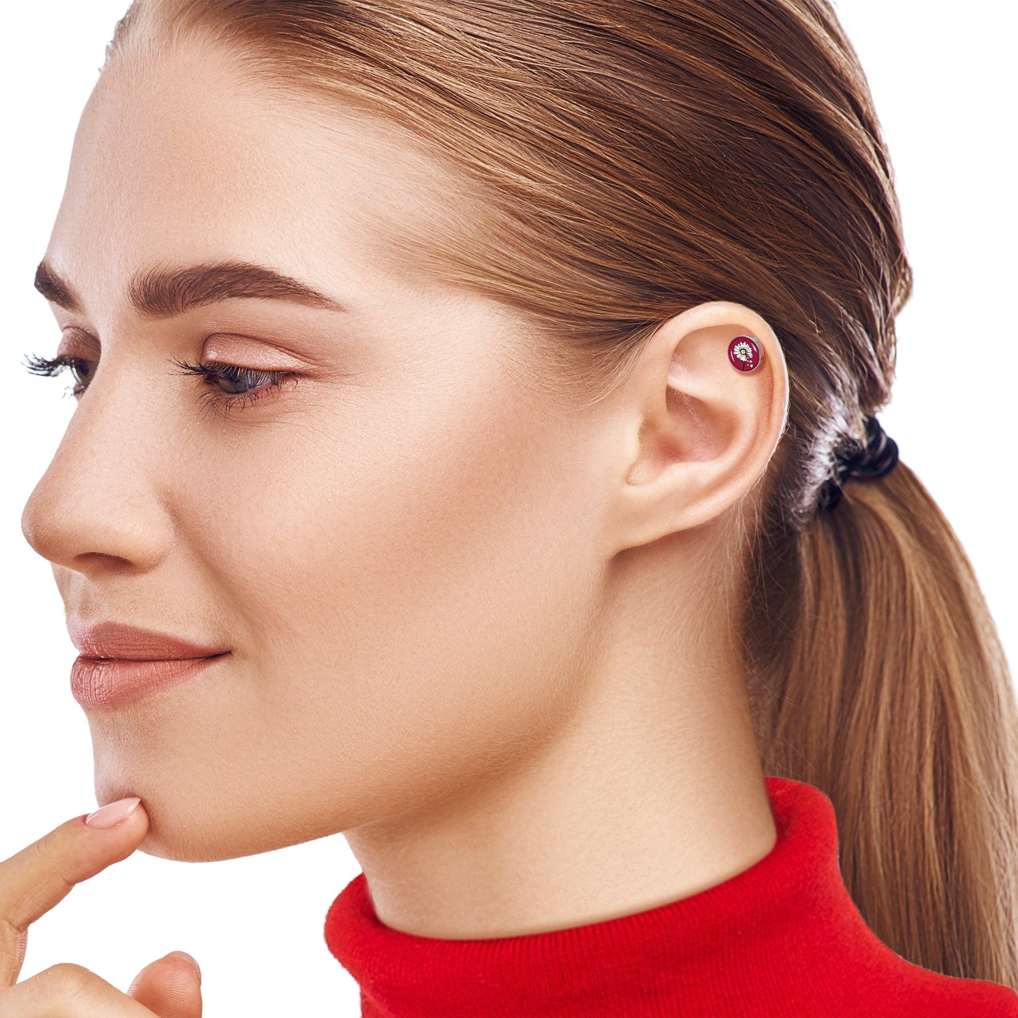 BodyCandy 16G 1/4 Love Me Not Flower Tragus Cartilage Earring by Onyx O — lifestyle context
