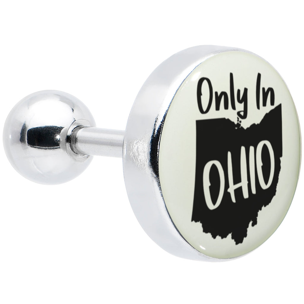 16G 1/4 Glow in the Dark Only in Ohio Tragus Cartilage Earring by Onyx O
